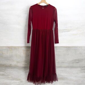 Red long sleeve maxi dress size M